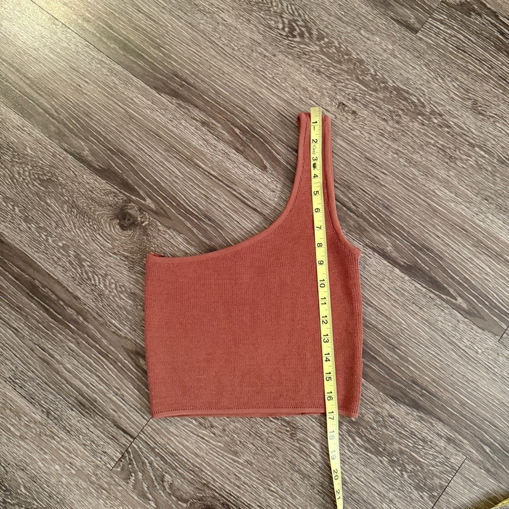 One-Shoulder Ribbed Crop Top - Rust - Picture 6 of 6